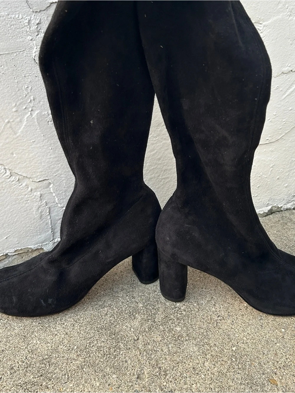 Reformation Belinda Knee High Boots Black Stretch Suede Size 7 Women